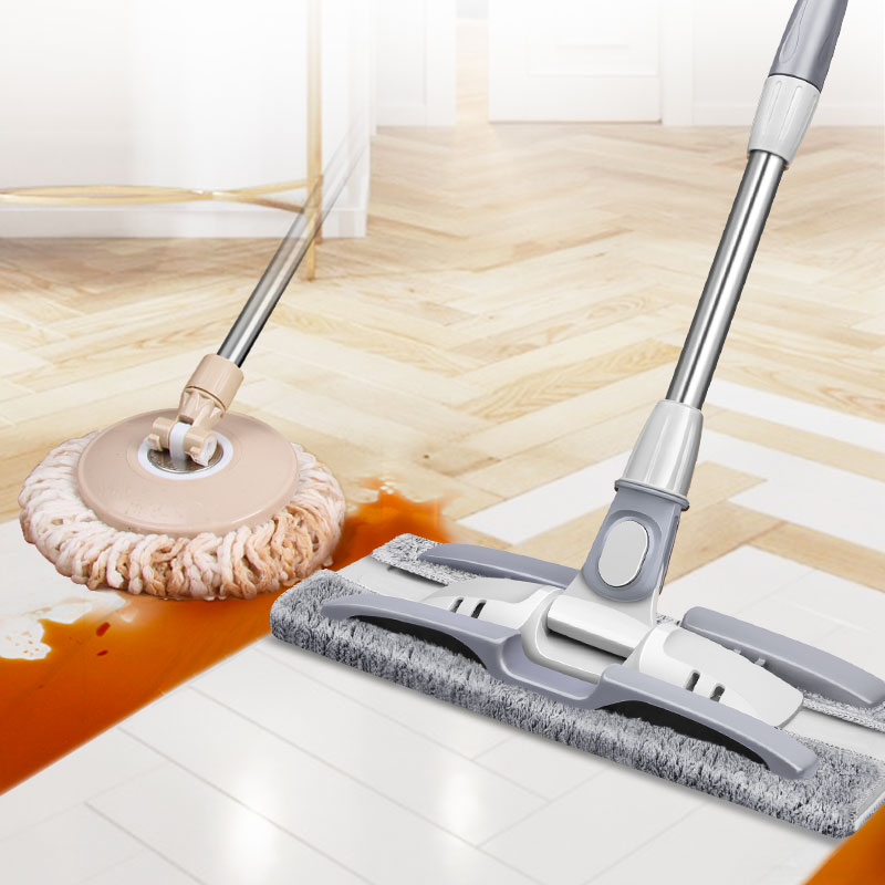 Baishiyoupin Cloth Flat Mop, 38cm, 4 Mop Pads, Household All-In Lazy Mop, Thicke...