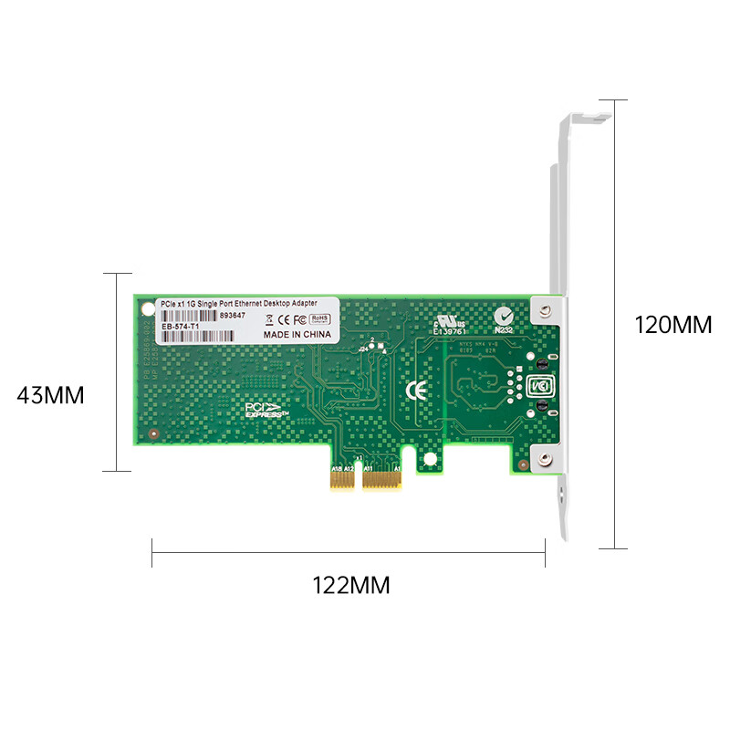 EB-LINK Intel 82574 Chip, PCI-E X1 Gigabit Single-Port Desktop Wired Network Car...