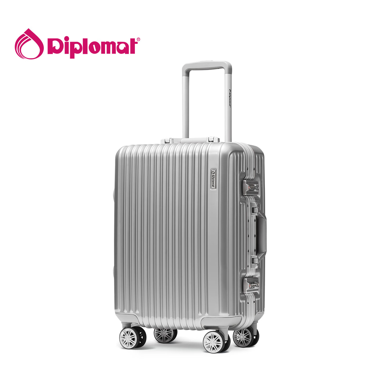 Diplomat Aluminum Frame Trolley Suitcase, Starlight Carry-On Luggage, 20-Inch Tr...