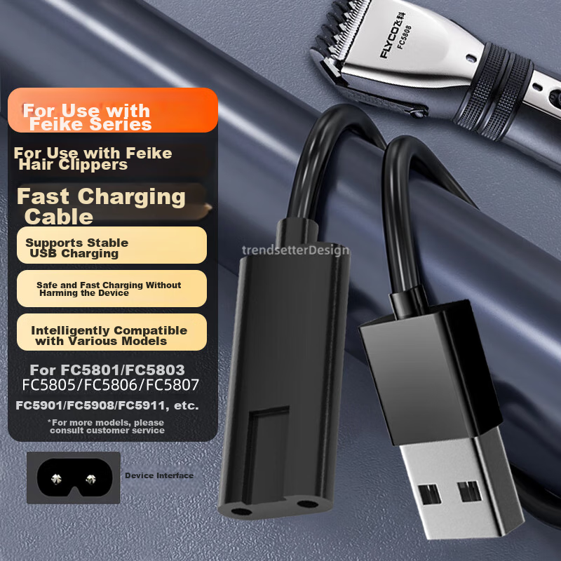 Chaofan Suitable for Flyco Electric Hair Clipper Charging Cable, Charger for FC5...