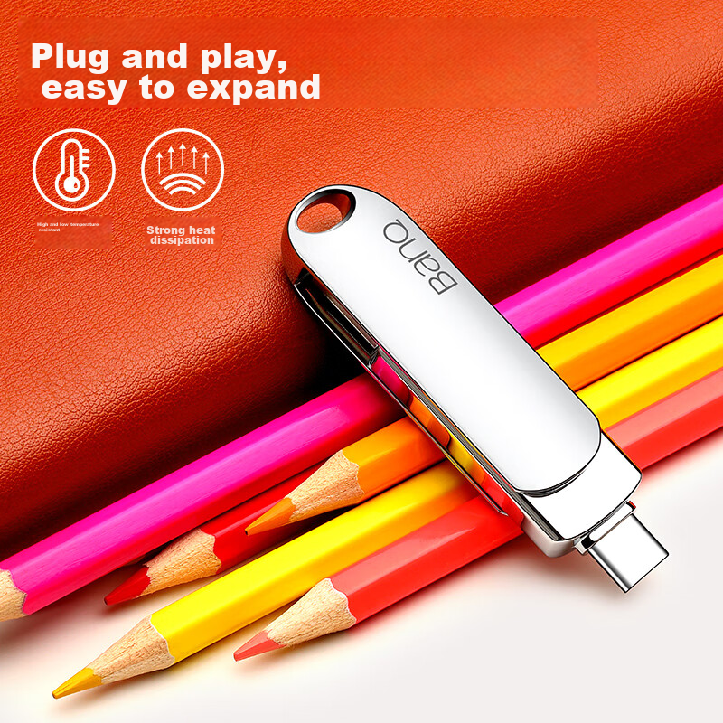 Banq 512GB Type-C USB3.2 Gen1 Dual-Interface Flash Drive for Phones, Computers,...