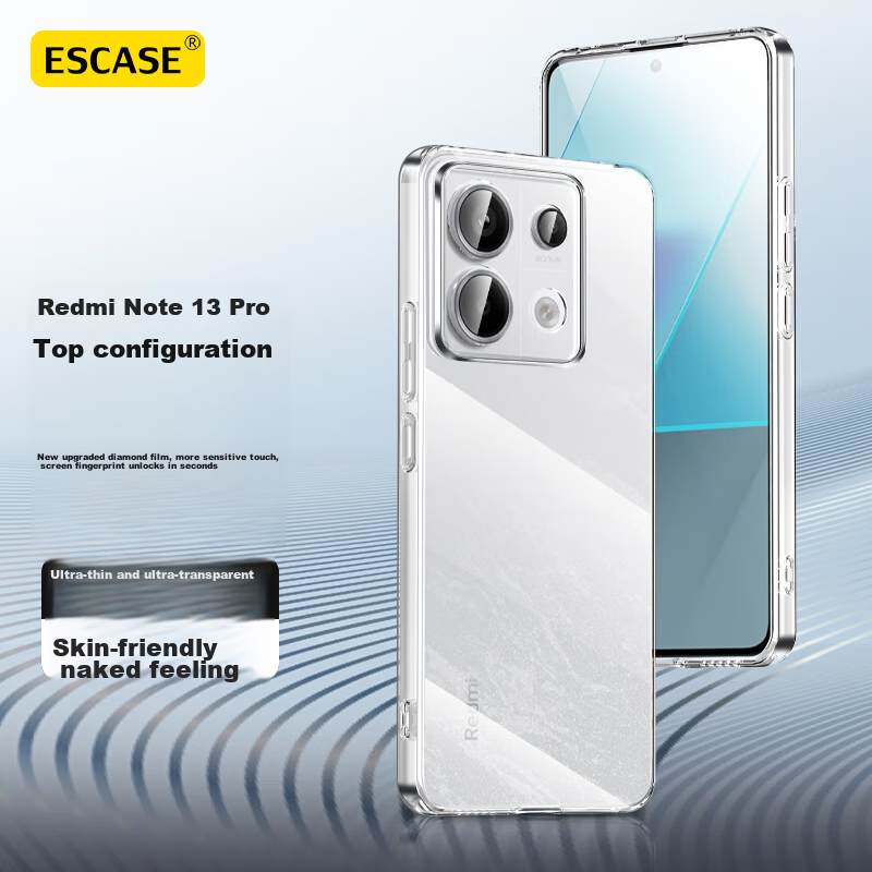 ESCASE Phone Case for Redmi Note 13 Pro, Transparent Full Coverage Ultra-Thin Sh...