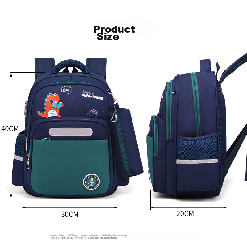 Edison Elementary School Backpack for Boys Grades 1-3, Lightweight Reflective Mu...