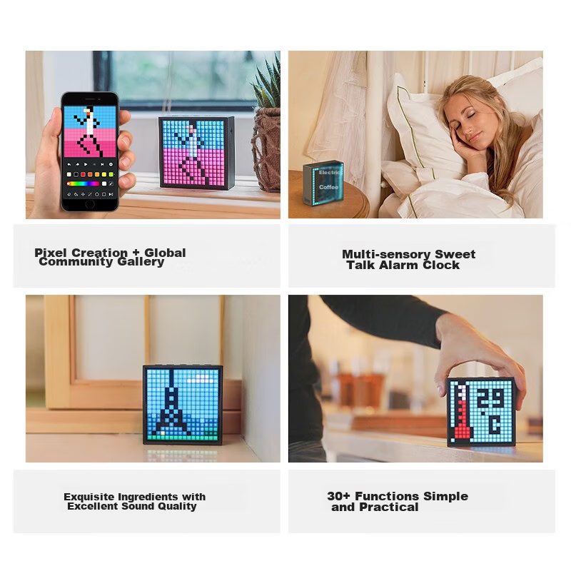 Divoom Dot EVO Bluetooth Speaker, Mini Wireless Portable, Pixel Lyrics Alarm Clo...