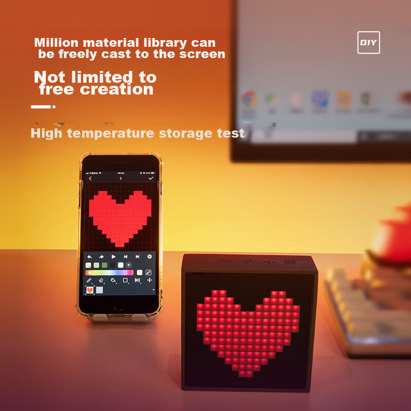 Divoom Dot EVO Bluetooth Speaker, Mini Wireless Portable, Pixel Lyrics Alarm Clo...