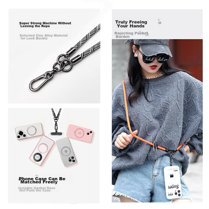 BZBC Phone Lanyard Neck Strap Crossbody Adjustable Stretchable Anti-lost Phone C...