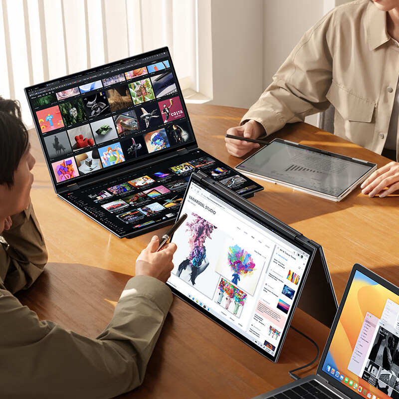 EHOMEWEI Foldable Dual-Screen Portable Monitor, 16-Inch 2.5K, Compatible with La...