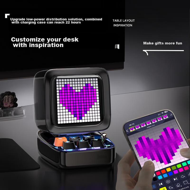 Divoom Pixel Speaker, Retro Wireless Bluetooth Lyric Speaker, Desktop Computer S...