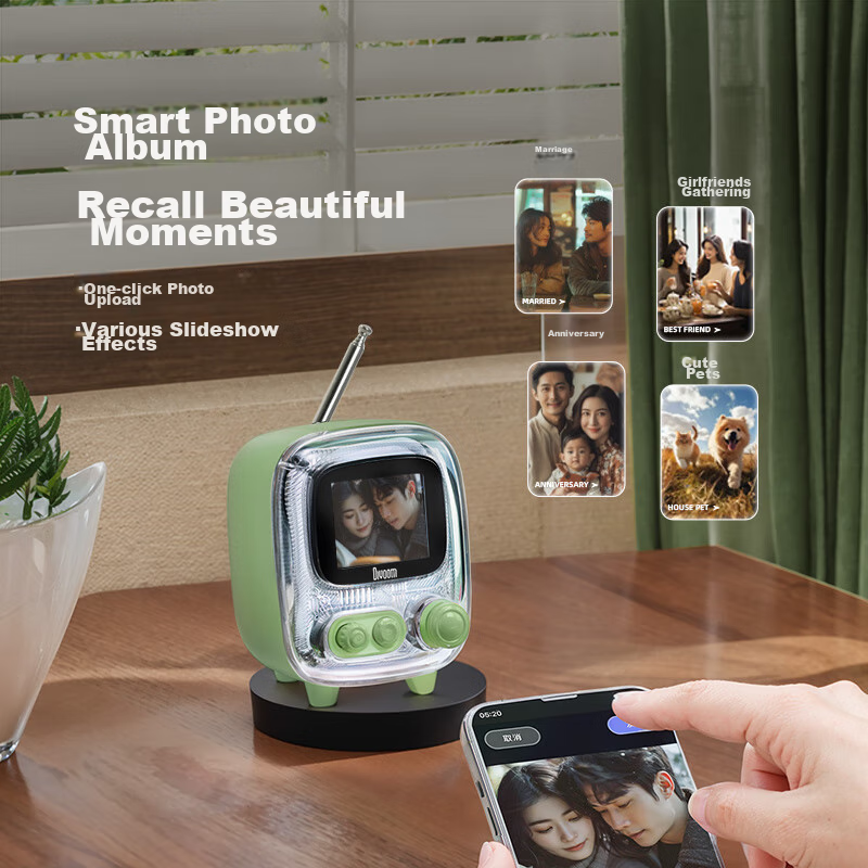 Divoom Bluetooth Speaker with Lyrics Album, Retro Mini TV, Desktop Electronic Ph...