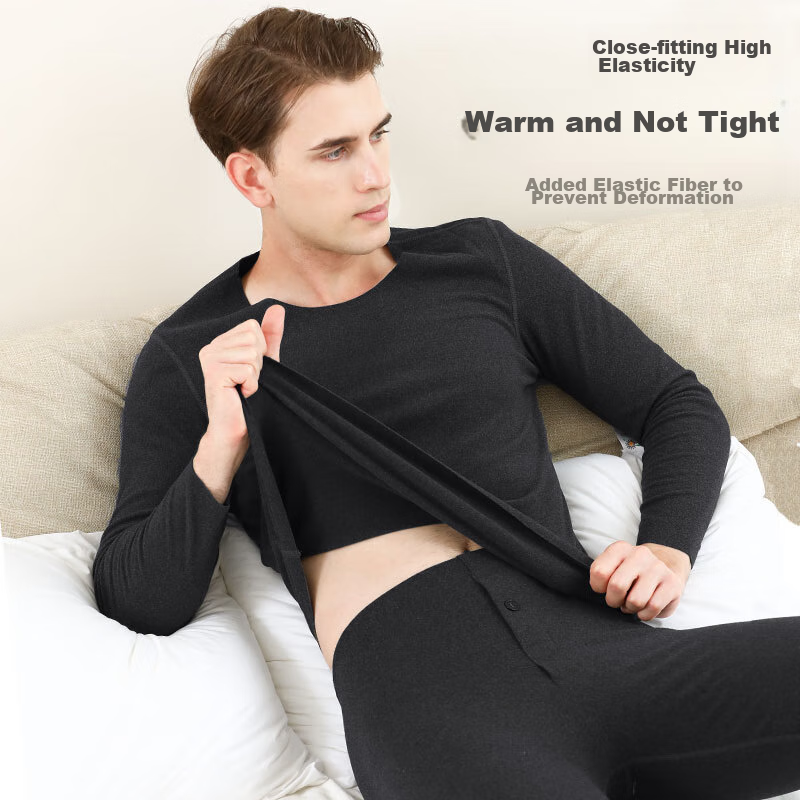 FitonTon Thermal Underwear Set for Men, Double-Sided Brushed Fleece, Thickened R...