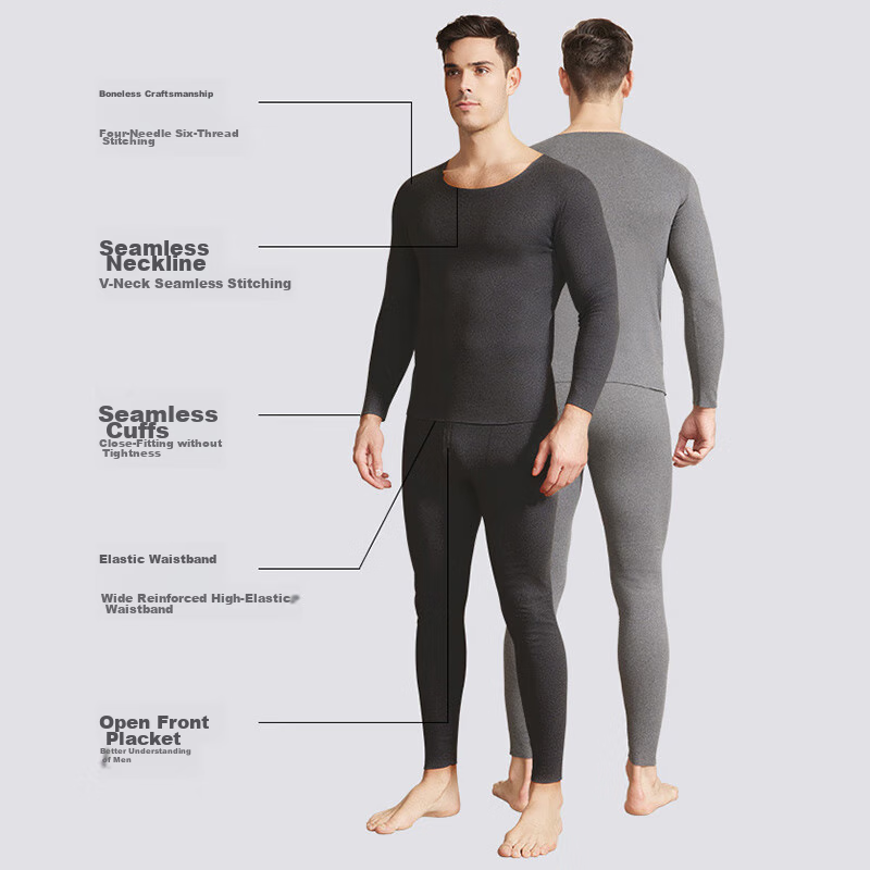 FitonTon Thermal Underwear Set for Men, Double-Sided Brushed Fleece, Thickened R...