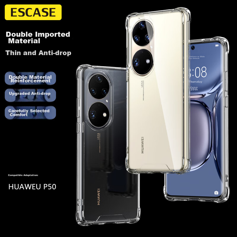 ESCASE Huawei P50/P50e Phone Case, Full Protection Shockproof Airbag Shell, TPU+...