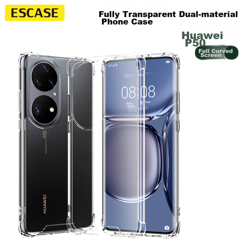 ESCASE Huawei P50/P50e Phone Case, Full Protection Shockproof Airbag Shell, TPU+...