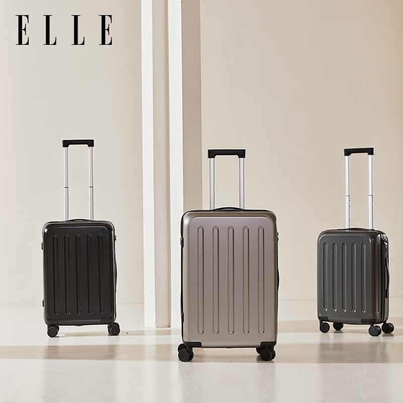 ELLE 20-inch Graphite Grey Ladies' Fashion Travel Suitcase Zipper Password Box