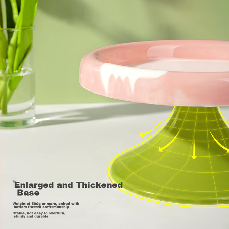 FD.Cattery Cat Bowl Ice Cream Ceramic Cat And Dog Bowl, High-Foot Neck Protectio...