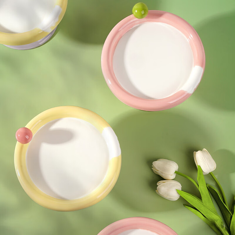 FD.Cattery Cat Bowl Ice Cream Ceramic Cat And Dog Bowl, High-Foot Glazed Easy-To...