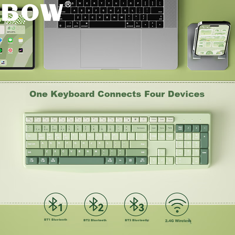B.O.W Hangshi K161D Wireless Bluetooth Dual-Mode Keyboard, Home Office Tablet Ph...