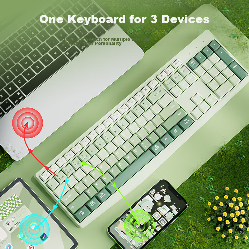 B.O.W Hangshi K161D Wireless Bluetooth Dual-Mode Keyboard, Home Office Tablet Ph...