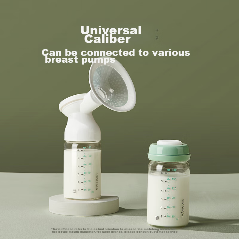 Boboduck Wide-Mouth Glass Breast Milk Storage Bottle for Newborns, 180ml Capacit...