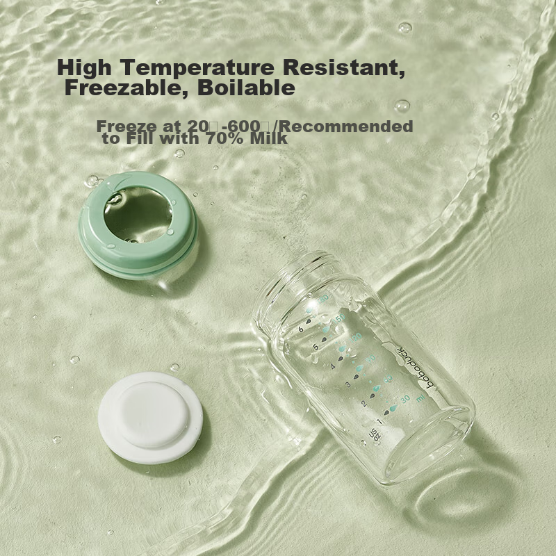 Boboduck Wide-Mouth Glass Breast Milk Storage Bottle for Newborns, 180ml Capacit...