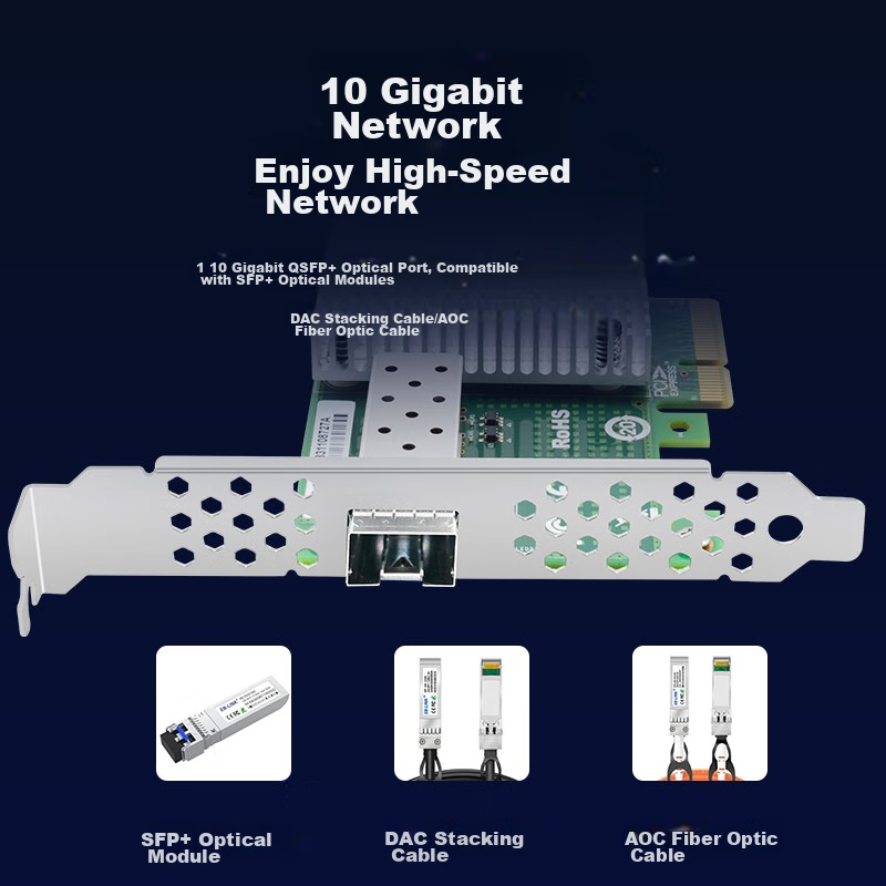EB-LINK Intel 82599 Chip, PCI-E X4 10G Gigabit Single-Port Fiber Optic Network C...