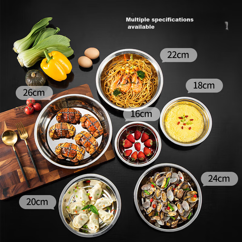 Meichun (Maxcook) Thickened 304 Stainless Steel Plate Dish, Bowl And Plate 16CM...