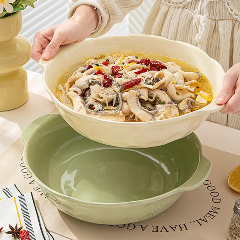 PINYU New Sichuan Style Fish Hot Pot Bowl Double Ear Large Soup Bowl Household 1...