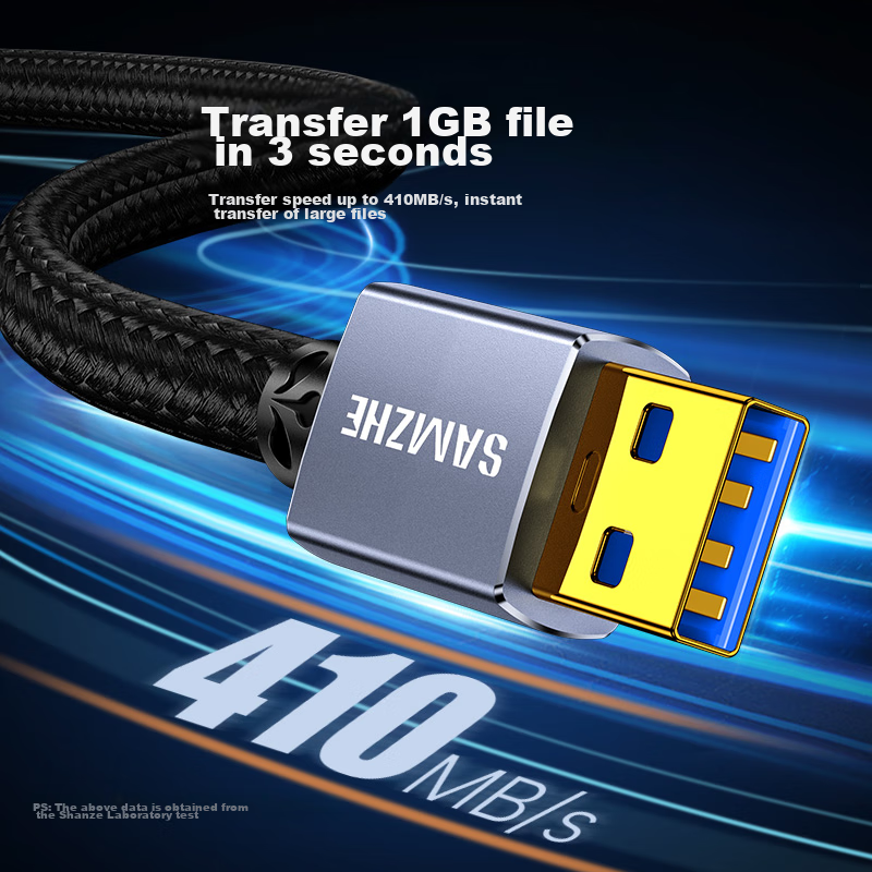 Shanze Dual-Head USB 3.0 Male-To Data Cable, High-Speed Transfer Cable for Exter...