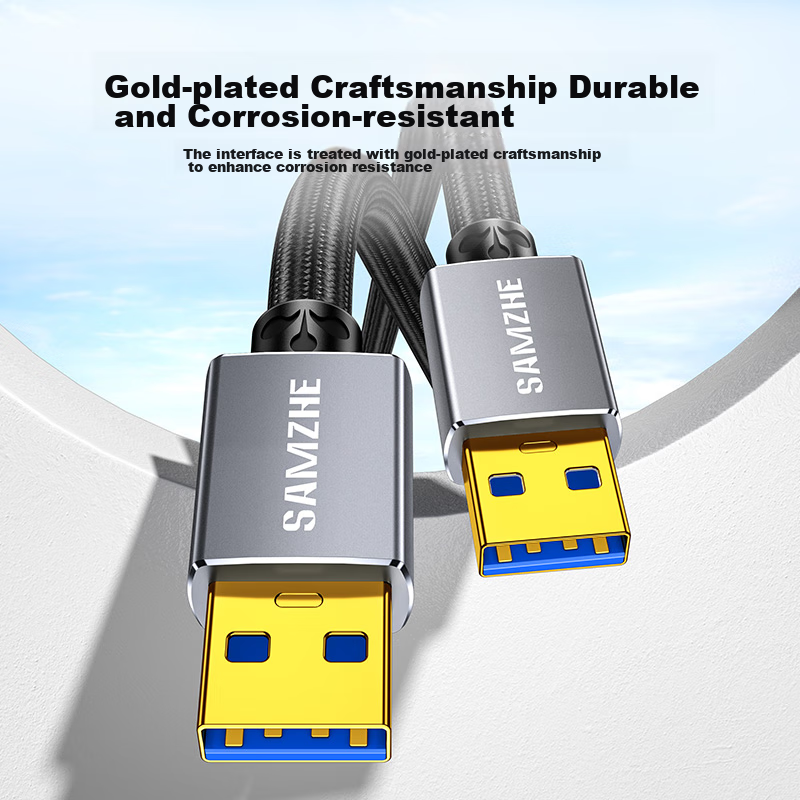 Shanze Dual-Head USB 3.0 Male-To Data Cable, High-Speed Transfer Cable for Exter...