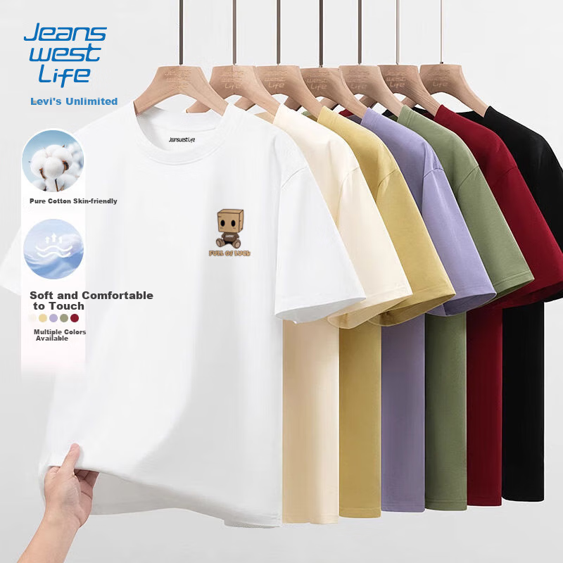 JEANSWEST LIFE Levi's Men's Short Sleeve Cotton T-shirt Summer Sweat-absorbent B...