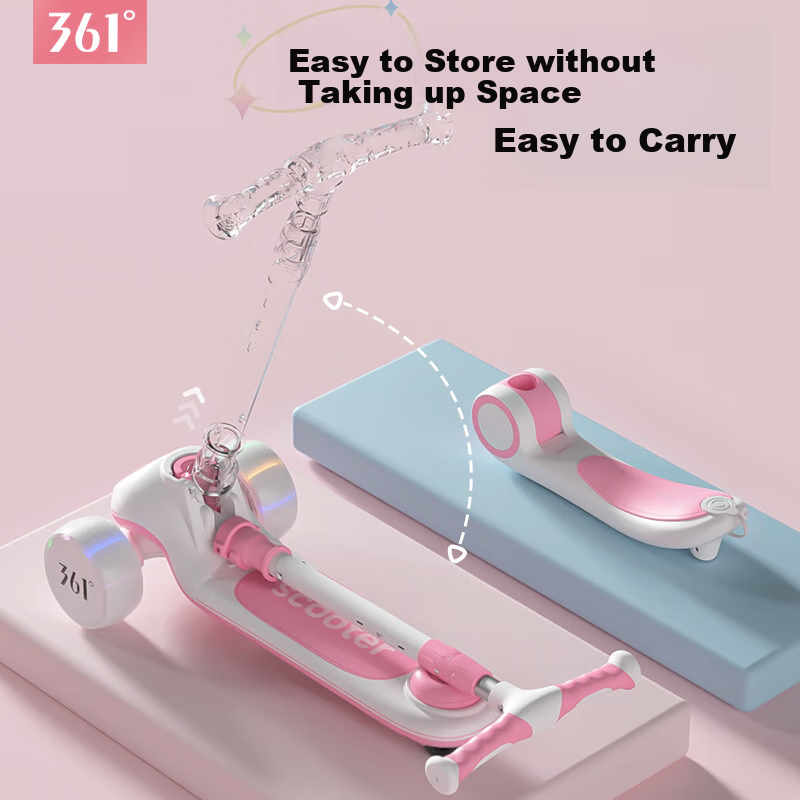 361° Kids Scooter for 2-3-6-10-12 Year Olds, Children's Scooter with Music, Pink...