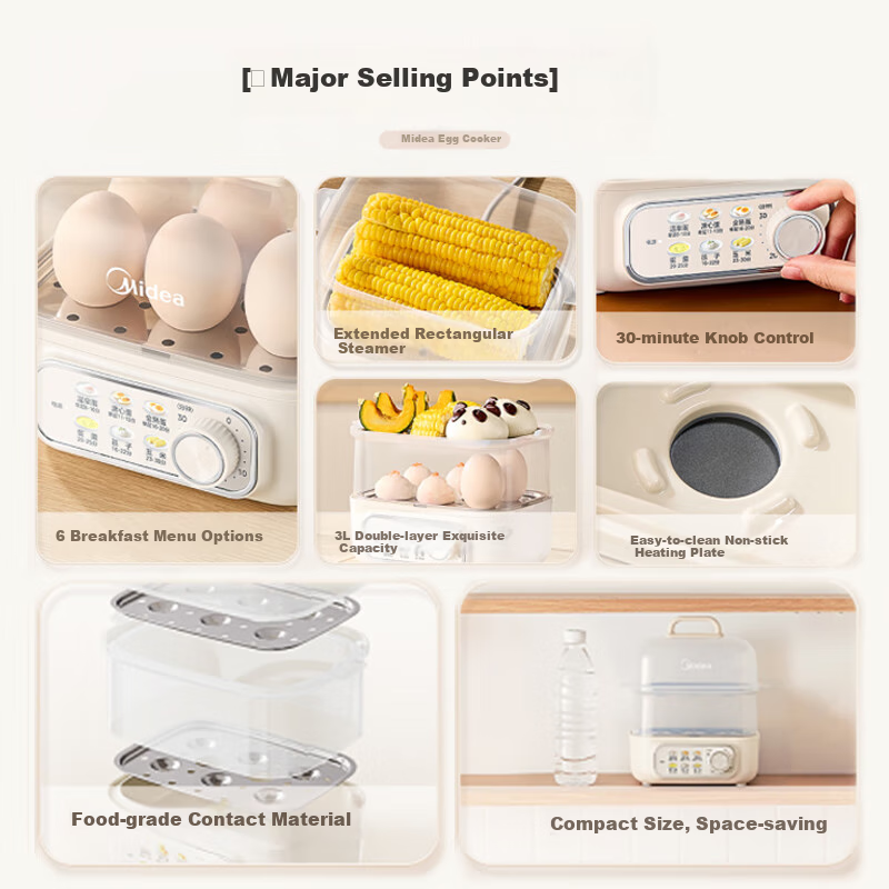Midea Double Layer Mini Steamer Egg Cooker ZDE2015