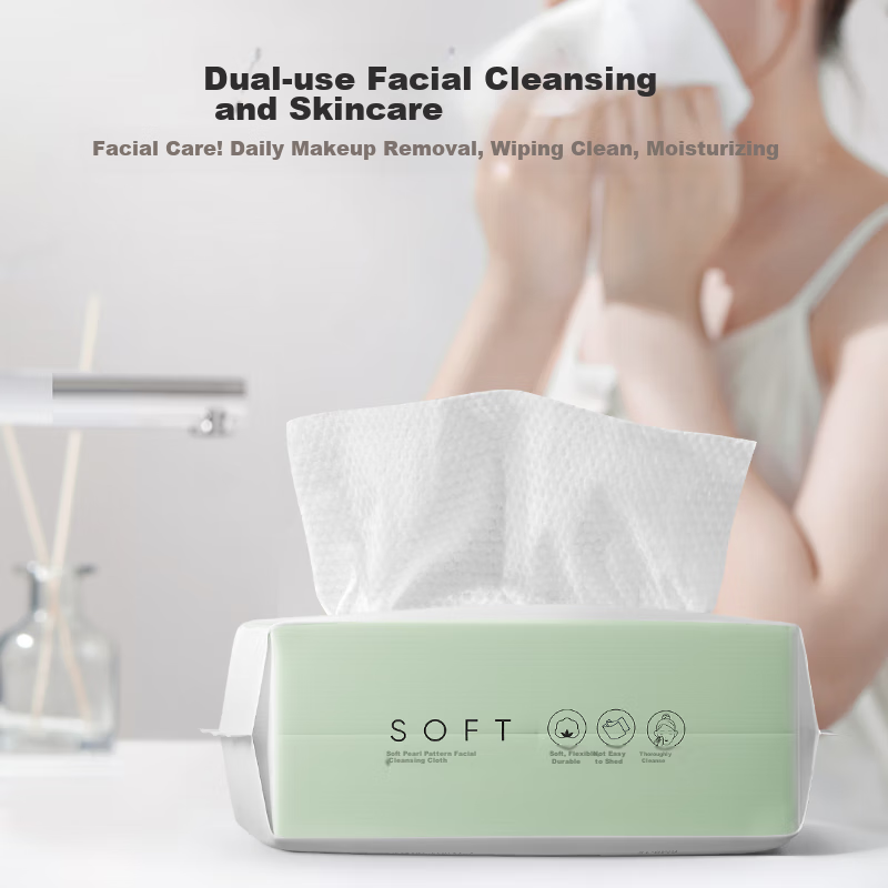 MINISO Facial Cleansing Wipes, Disposable Fiber Soft Tissues, Dual-Use for Dry A...
