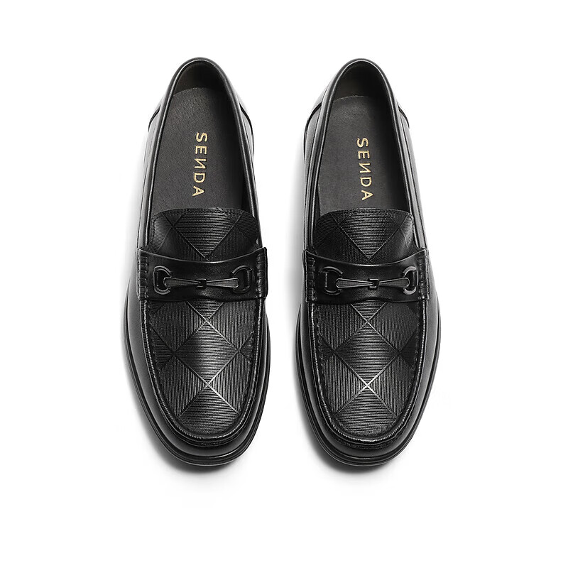 SENDA Men's Casual Leather Loafers One-step Comfortable Shoes 1ML01AM4 Black Siz...