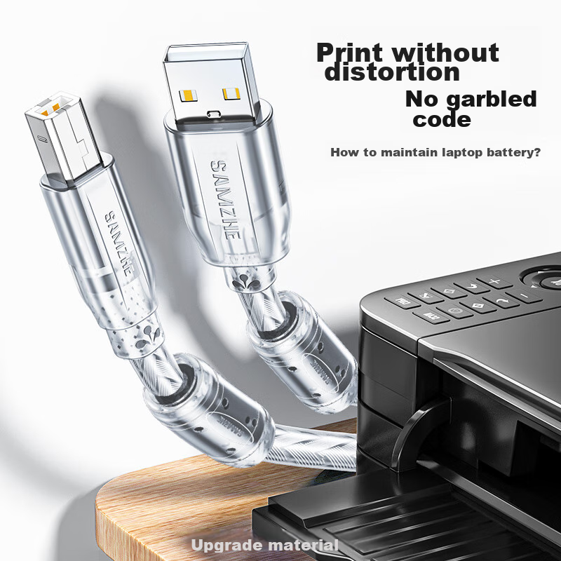 SAMZHE USB Printer Cable, USB 2.0 Square Connector Data Cable, AM/BM, Compatible...