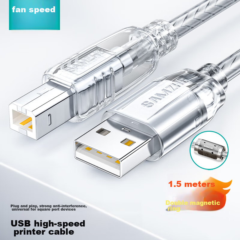 SAMZHE USB Printer Cable, USB 2.0 Square Connector Data Cable, AM/BM, Compatible...