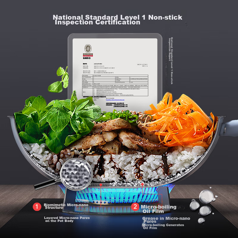 Sanhe Non-Coated Non-Stick Wok, Titanium Alloy Frying Pan, 32cm Tianxiong Black...