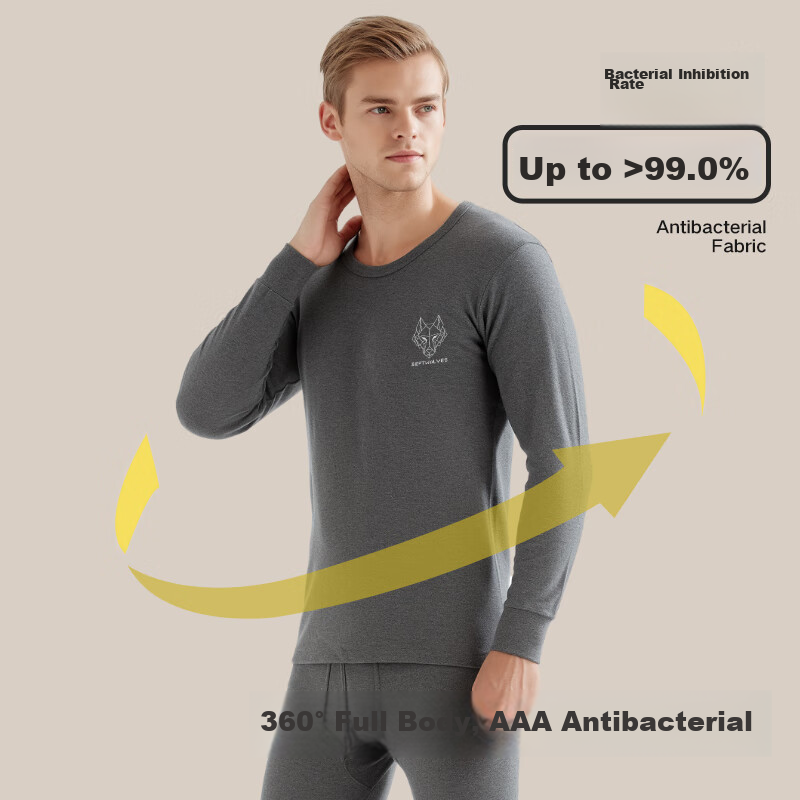 SEPTWOLVES [Pure Cotton Antibacterial] Thermal Underwear for Men, Autumn And Win...