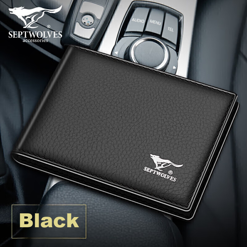 SEPTWOLVES Wallet for Men, Driver's License Leather Case, Genuine Leather Card H...