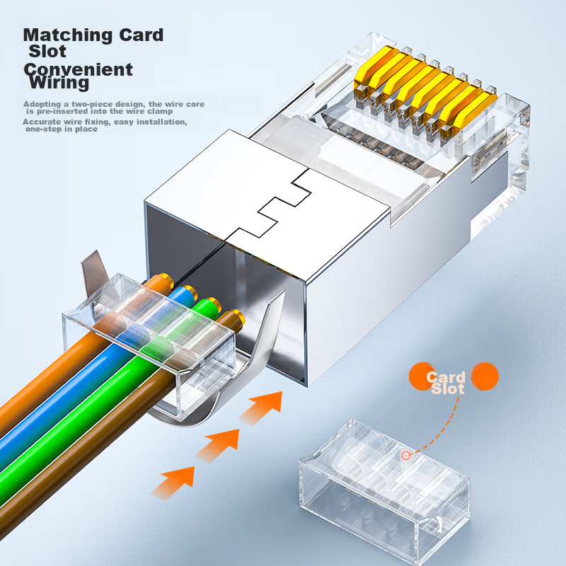 SAMZHE CAT6A Network Cable Connector, 10 Gigabit Ethernet Crystal Head, Two-Piec...