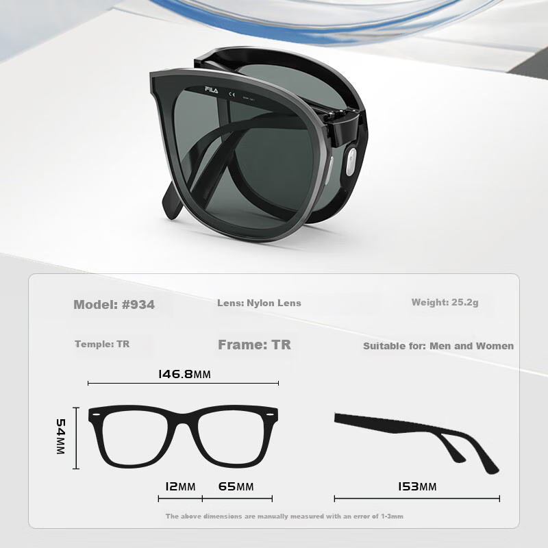 FILA Foldable TR Lightweight Sunglasses Men's Anti-UV Sun Glasses Women 934 Milk...