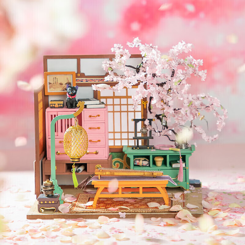 Rolife DIY Dollhouse, Nanqi Cherry Blossom Courtyard Building Blocks, Handmade A...