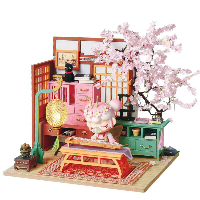 Rolife DIY Dollhouse, Nanqi Cherry Blossom Courtyard Building Blocks, Handmade A...