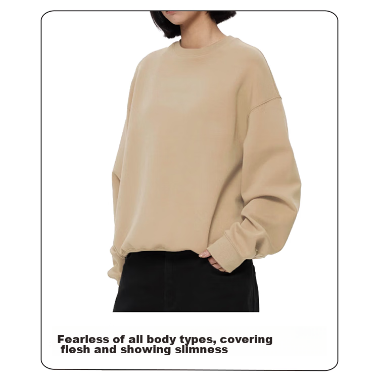 Qijian Couple's Style, Solid Color, Loose Casual, All-Cotton Brushed, Round Neck...