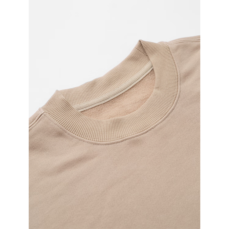 Qijian Couple's Style, Solid Color, Loose Casual, All-Cotton Brushed, Round Neck...