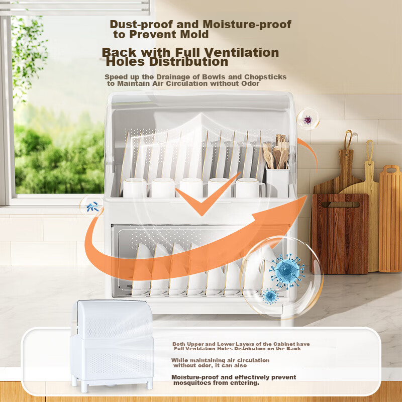 PINYU [Extra Large] Bowl And Plate Storage Rack, Double-Layer Kitchen Cabinet fo...