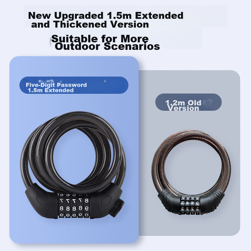 Ousen Bicycle Lock, Combination Lock, for Bicycles, Mountain Bikes, Electric Bik...