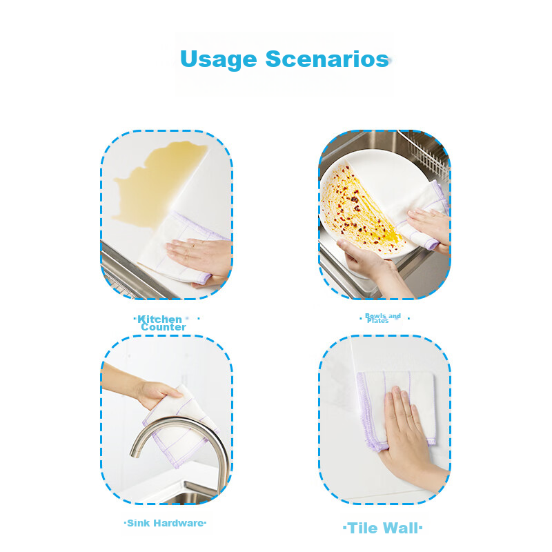 Miaojie Cotton Soft Cleaning Cloth 10-Pack, Kitchen Dishwashing Cloth Household...