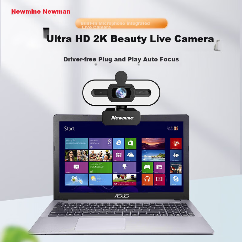 Newmine 2K Beauty Live Streaming HD Webcam with Microphone for Desktop And Lapto...