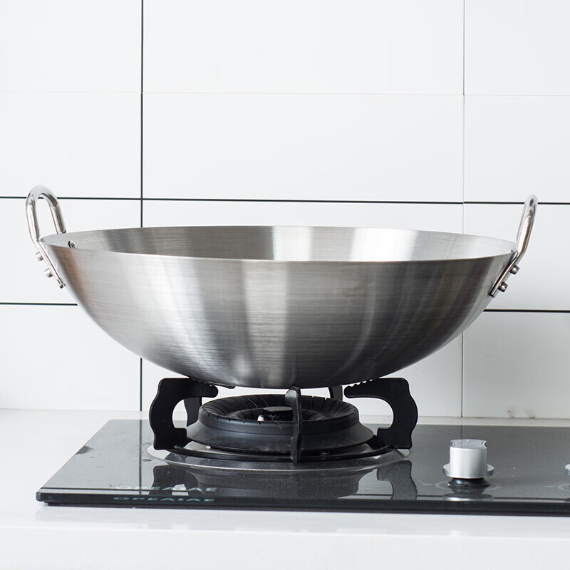 Quanshi Stainless Steel Commercial 60cm Double-ear Frying Pan for Restaurants, N...